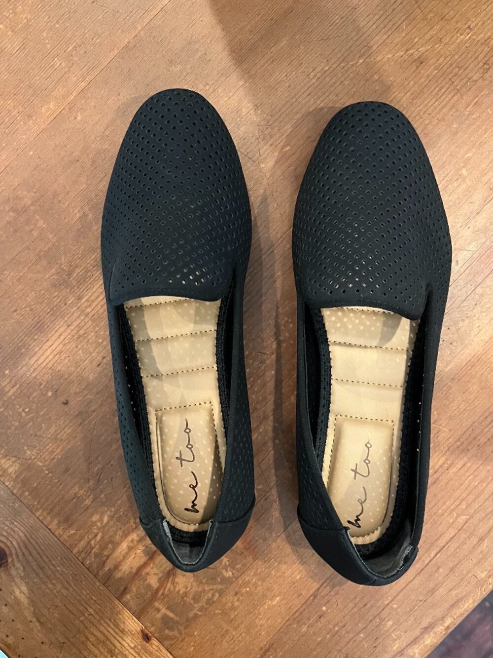 me too Black Perforated Slip-On Flats -- Size 8